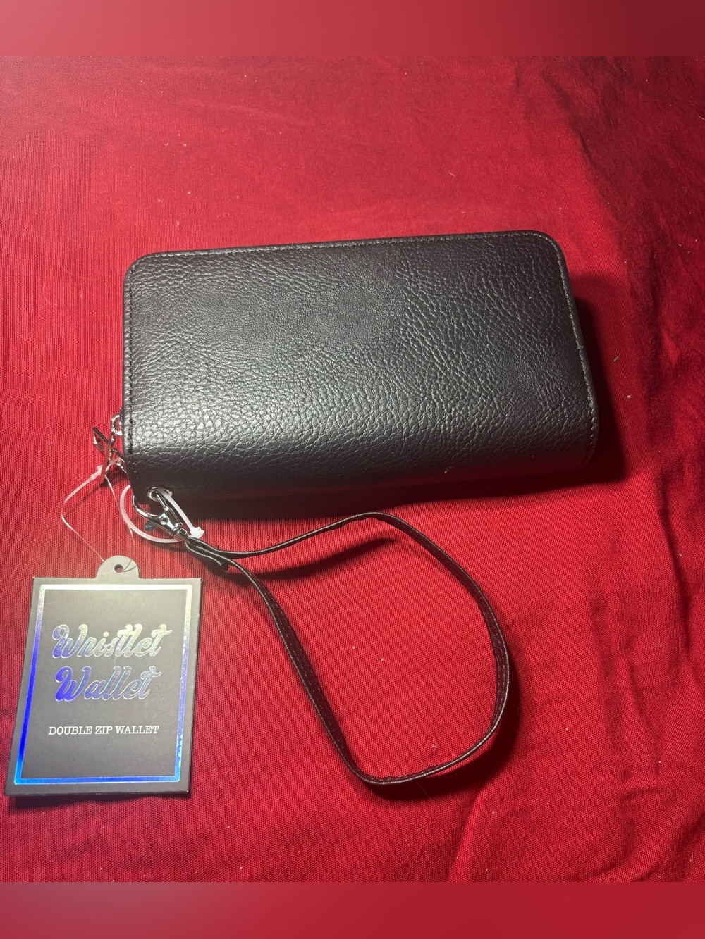 New Double-Zip Black Wallet Wristlet